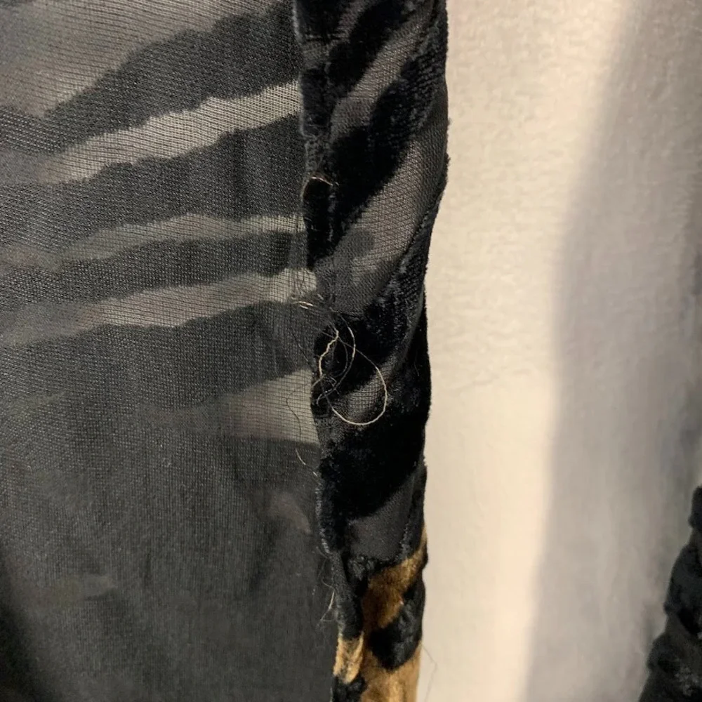 Animal Print Fringe Scarf Wrap Sheer Accents‎ Y2K Boho
